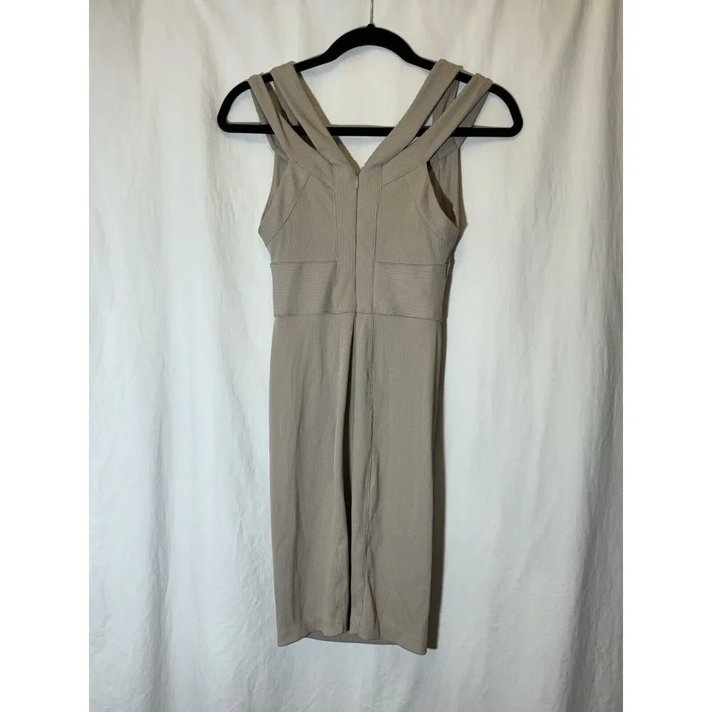 AX Armani Exchange Mini Bandage Dress Women's Medium Tan Stretch Bodycon XS AA18 - Picture 4 of 4